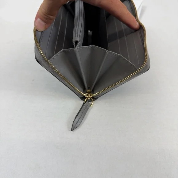 Gucci Guccissima Bow Zip-Around Wallet Gray Leather GG Logo - Picture 7 of 9